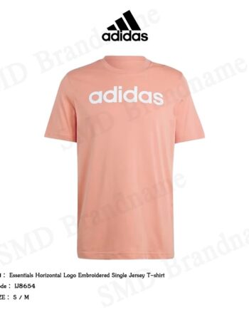 Adidas เสื้อยืดคอกลม รุ่น Essentials Horizontal Logo Embroidered Single Jersey T-Shirt Code: IJ8654