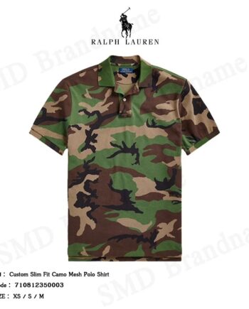 Polo Ralph Lauren เสื้อโปโลผู้ชาย รุ่น Custom Slim Fit Camo Mesh Polo Shirt Code: 710812350003