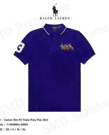 Polo Ralph Lauren เสื้อโปโลชาย รุ่น Custom Slim Fit Triple-Pony Polo Shirt Code: 710900614003