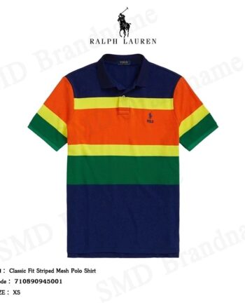 Polo Ralph Lauren เสื้อโปโลชาย รุ่น Classic Fit Striped Mesh Polo Shirt Code: 710890945001