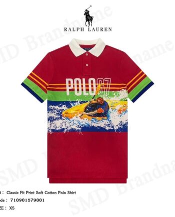 Polo Ralph Lauren เสื้อโปโลชาย รุ่น Classic Fit Print Soft Cotton Polo Shirt Code: 710901579001
