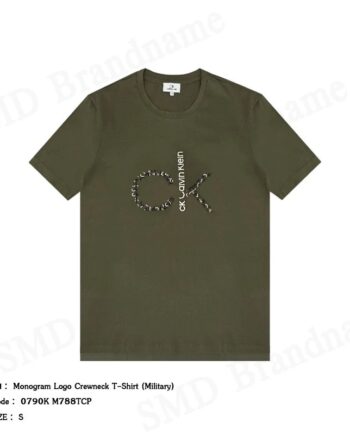 CK Calvin Klein เสื้อยืดคอกลมชาย รุ่น Monogram Logo Crewneck T-Shirt (Military) Code: 0790K M788TCP