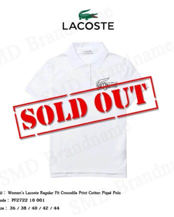 Lacoste เสื้อโปโลหญิง รุ่น Women's Lacoste Regular Fit Crocodile Print Cotton Pique Polo Code: PF2722 10 001