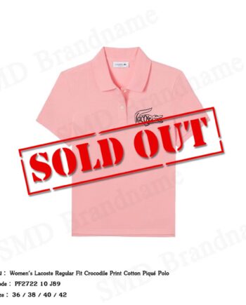 Lacoste เสื้อโปโลหญิง รุ่น Women's Lacoste Regular Fit Crocodile Print Cotton Pique Polo Code: PF2722 10 J89