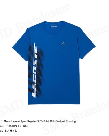 Lacoste เสื้อยืดคอกลม รุ่น Men'S Lacoste Sport Regular Fit T-Shirt With Contrast Branding Code: TH5189 10  KXB
