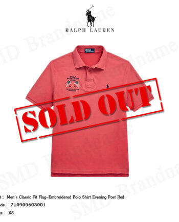 Polo Ralph Lauren เสื้อโปโล รุ่น Men's Classic Fit Flag-Embroidered Polo Shirt Evening Post Red Code: 7109096030