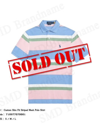 Polo Ralph Lauren เสื้อโปโลผู้ชาย รุ่น Custom Slim Fit Striped Mesh Polo Shirt Code: 710977070001