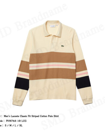 Lacoste เสื้อโปโลชาย รุ่น Men’s Lacoste Classic Fit Striped Cotton Polo Shirt Code: PH9765 10 LCG