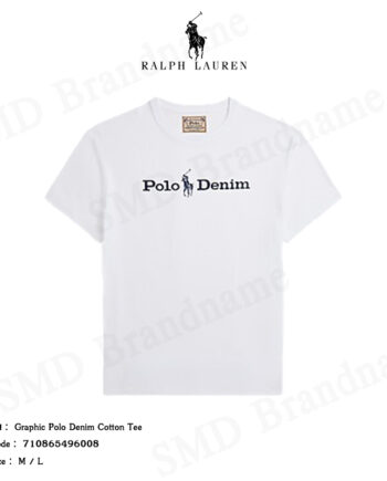 Polo Ralph Lauren เสื้อยืดคอกลม รุ่น Graphic Polo Denim Cotton Tee Code: 710865496008