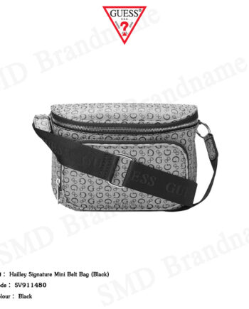 Guess กระเป๋าสะพาย รุ่น Hailley Signature Mini Belt Bag (Black) Code: SV911480