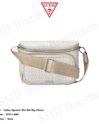 Guess กระเป๋าสะพาย รุ่น Hailley Signature Mini Belt Bag (Stone) Code: SV911480
