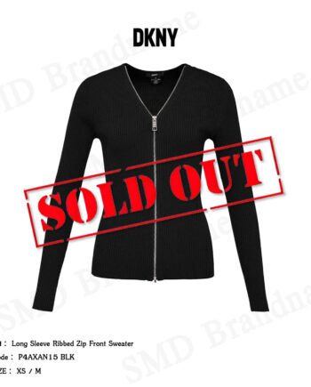 DKNY เสื้อคาร์ดิแกน รุ่น Long Sleeve Ribbed Zip Front Sweater Code: P4AXAN15 BLK