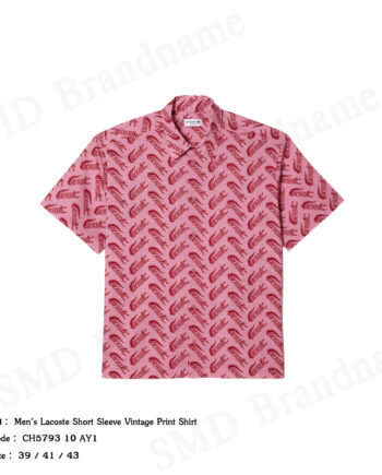 Lacoste เสื้อเชิ้ต รุ่น Men's Lacoste Short Sleeve Vintage Print Shirt Code: CH5793 10 AY1