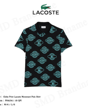 Lacoste เสื้อโปโล รุ่น Globe Print Lacoste Movement Polo Shirt Code: PH6241 10 QPI