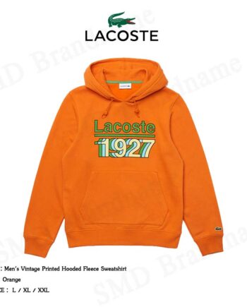 Lacoste เสื้อแขนยาวมีฮู้ด รุ่น Men's Vintage Printed Hooded Fleece Sweatshirt Code: SH7383 10 TV1