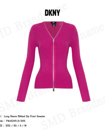 DKNY เสื้อคาร์ดิแกน รุ่น Long Sleeve Ribbed Zip Front Sweater Code: P4AXAN15 SHS