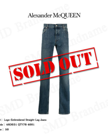 Alexander McQueen กางเกงยีนส์ รุ่น Logo-Embroidered Straight-Leg Jeans Code: 683031 QTY78 4001