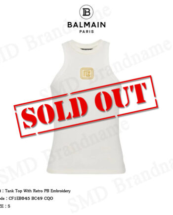 Balmain เสื้อกล้ามแขนกุด รุ่น Tank Top With Retro PB Embroidery Code: CF1EB045 BC49 CQO