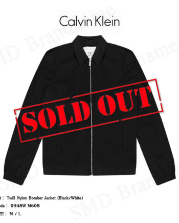 CK Calvin Klein เสื้อแจ็คเก็ต รุ่น Twill Nylon Bomber Jacket (Black/White) Code: 0948W M608
