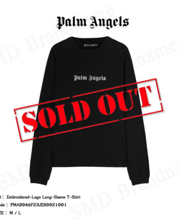 Palm Angels เสื้อยืดคอกลม รุ่น Embroidered-logo long-sleeve T-shirt Code: PMAB046F23JER0021001