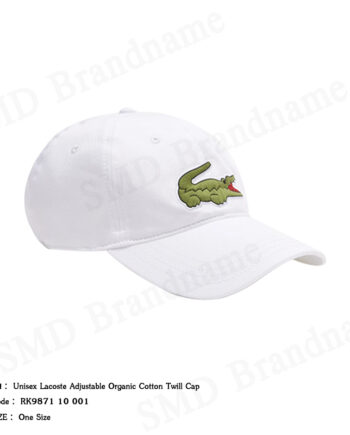 Lacoste หมวกแก็ป รุ่น Unisex Lacoste Adjustable Organic Cotton Twill Cap Code: RK9871 10 001