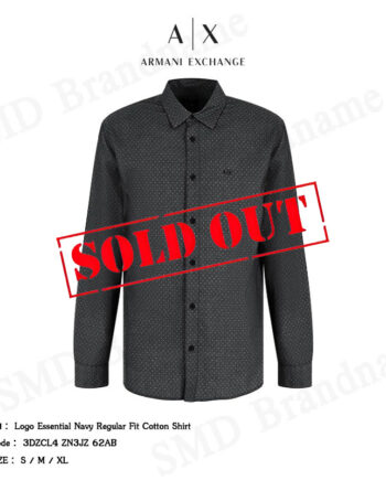 Armani Exchange เสื้อเชิ้ตแขนยาว รุ่น Logo Essential Black Regular Fit Cotton Shirt Code: 3DZC09 ZN4AZ 62AB