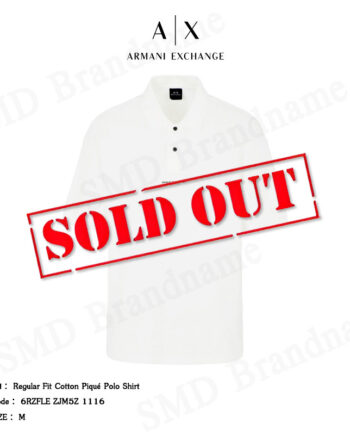 Armani Exchange เสื้อโปโลชาย รุ่น Regular Fit Cotton Pique Polo Shirt Code: 6RZFLE ZJM5Z 1116