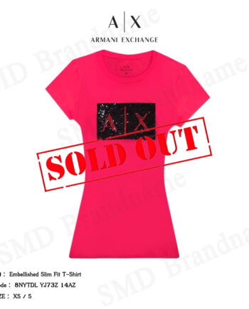 Armani Exchange เสื้อยืดคอกลม รุ่น Embellished Slim Fit T-Shirt Code: 8NYTDL YJ73Z 14AZ