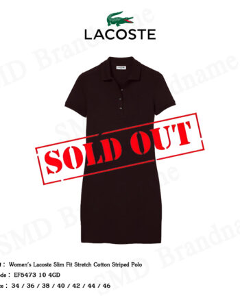 Lacoste เดรสโปโลหญิง รุ่น Women's Lacoste Slim Fit Stretch Cotton Striped Polo Code: EF5473 10 4GD