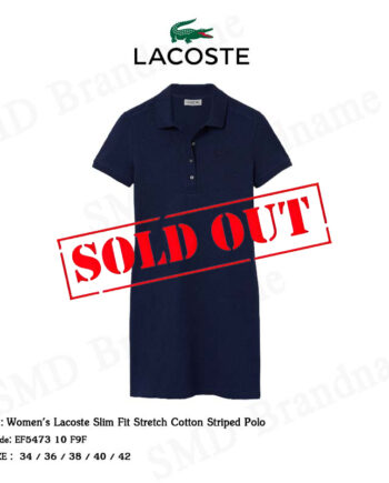 Lacoste เดรสโปโลหญิง รุ่น Women's Lacoste Slim Fit Stretch Cotton Striped Polo Code: EF5473 10 F9F