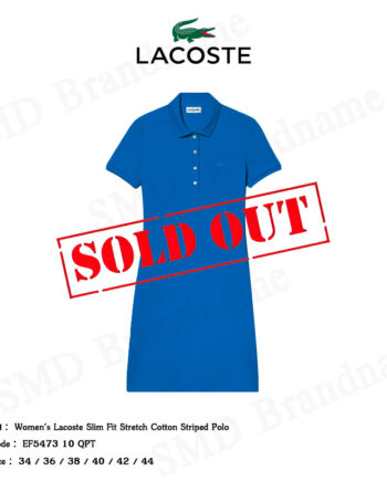 Lacoste เดรสโปโลหญิง รุ่น Women's Lacoste Slim Fit Stretch Cotton Striped Polo Code: EF5473 10 QPT