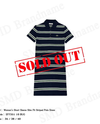 Lacoste เดรสโปโลหญิง รุ่น Women’s Short Sleeve Slim Fit Striped Polo Dress Code: EF7351 10 BUG