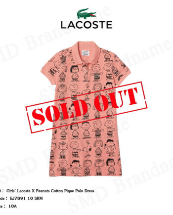 Lacoste เดรสโปโลเด็ก รุ่น Girls’ Lacoste X Peanuts Cotton Pique Polo Dress Code: EJ7891 10 SRM