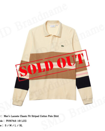 Lacoste เสื้อโปโลชาย รุ่น Men’s Lacoste Classic Fit Striped Cotton Polo Shirt Code: PH9765 10 LCG