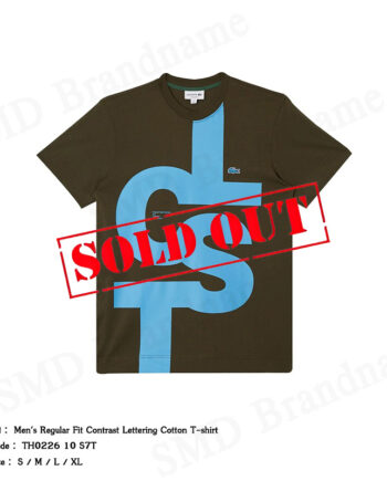 Lacoste เสื้อยืดคอกลม รุ่น Men's Regular Fit Contrast Lettering Cotton T-shirt Code TH0226 10 S7T