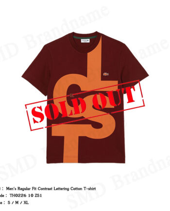 Lacoste เสื้อยืดคอกลม รุ่น Men's Regular Fit Contrast Lettering Cotton T-shirt Code TH0226 10 ZS1