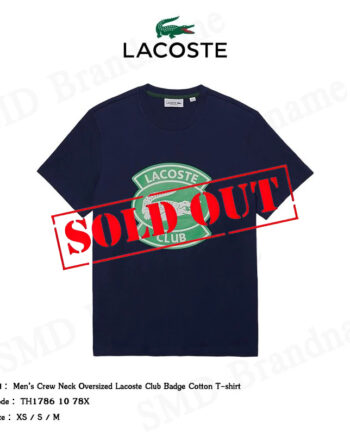 Lacoste เสื้อยืดคอกลม รุ่น Men’s Crew Neck Oversized Lacoste Club Badge Cotton T-shirt Code: TH1786 10 78X
