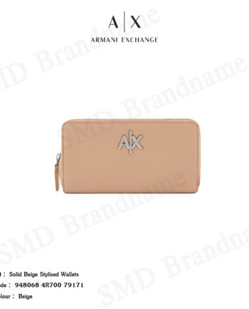 Armani Exchange กระเป๋าสตางค์ใบยาว รุ่น Solid Beige Stylised Wallets Code: 948068 4R700 79171