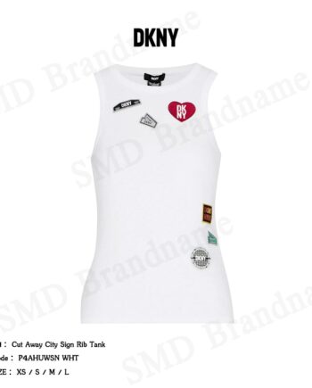 DKNY เสื้อกล้ามแขนกุด รุ่น Cut Away City Sign Rib Tank Code: P4AHUWSN WHT