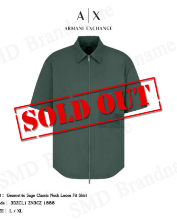 Armani Exchange เสื้อเชิ้ตแขนสั้น รุ่น Geometric Sage Classic Neck Loose Fit Shirt Code: 3DZCL1 ZN3CZ 1888