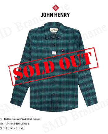 John Henry เสื้อเชิ้ตแขนยาว รุ่น Cotton Casual Plaid Shirt (Green) Code: JH S424MSLSM51