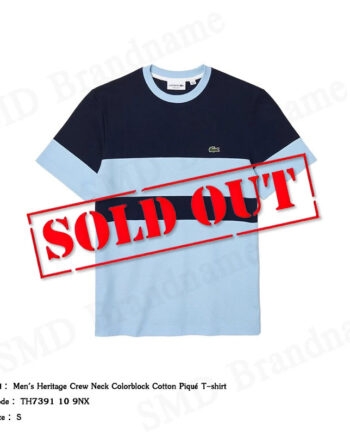 Lacoste เสื้อยืดคอกลม รุ่น Men's Heritage Crew Neck Colorblock Cotton Pique T-shirt Code: TH7391 10 9NX