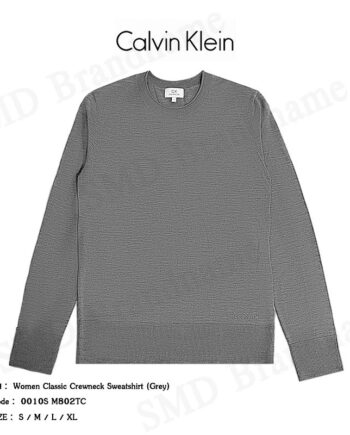 CK Calvin Klein เสื้อสเวตเตอร์แขนยาว รุ่น Women Classic Crewneck Sweatshirt (Grey) Code: 0010S M802TC