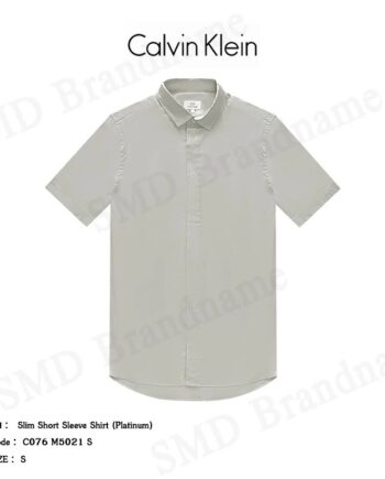 CK Calvin Klein เสื้อเชิ้ตแขนสั้น รุ่น Slim Short Sleeve Shirt (Platinum) Code: C076 M5021 S