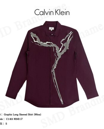 CK Calvin Klein เสื้อเชิ้ตแขนยาว รุ่น Graphic Long Sleeved Shirt (Wine) Code: C145 M5017