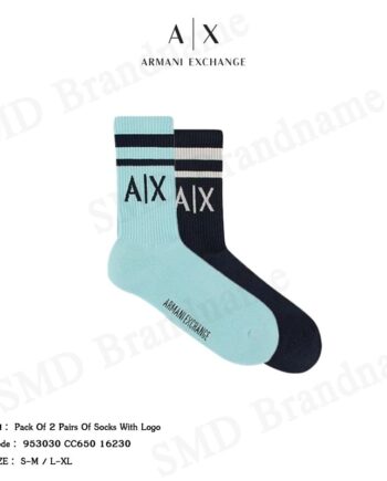 Armani Exchange ถุงเท้าข้อยาว รุ่น Pack Of 2 Pairs Of Socks With Logo Code: 953030 CC650 16230