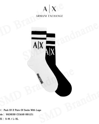 Armani Exchange ถุงเท้าข้อยาว รุ่น Pack Of 2 Pairs Of Socks With Logo Code: 953030 CC650 00121