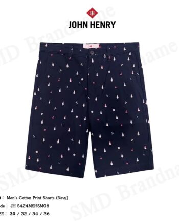 John Henry กางเกงขาสั้น รุ่น Men's Cotton Print Shorts (Navy) Code: JH S424MSHSM05