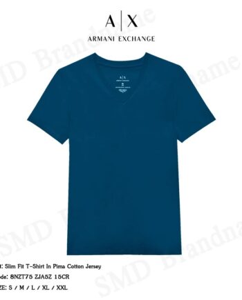Armani Exchange เสื้อยืดคอวี รุ่น Slim Fit T-Shirt In Pima Cotton Jersey Code: 8NZT75 ZJA5Z 15CR