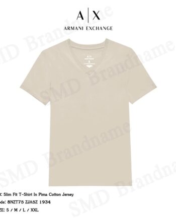Armani Exchange เสื้อยืดคอวี รุ่น Slim Fit T-Shirt In Pima Cotton Jersey Code: 8NZT75 ZJA5Z 1934